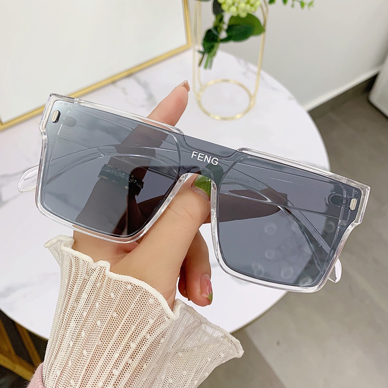 (YUZHU) Oversized Square Frame Onepiece Sunglasses Kacamata Hitam Warna-Warni Untuk Pria Dan Wanita