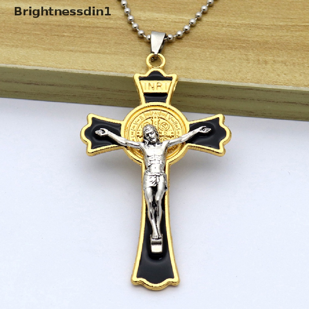 [Brightnessdin1] 1pc Kalung Kristen Salib Yesus Aksesoris Pakaian Retro Warna Tua Necklace Boutique