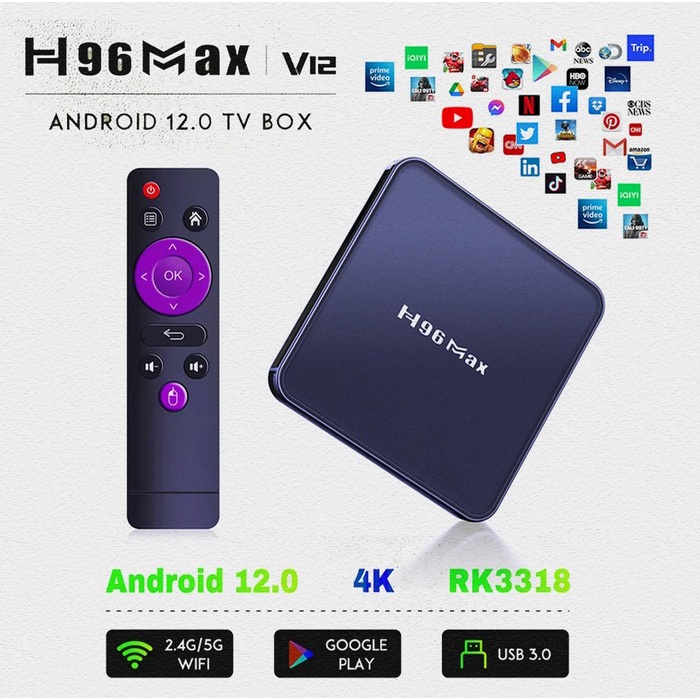 H96 Max V12 4K TV Box Android 12 4GB 32GB 64GB RK3318 Bluetooth 4 DDR3 Dual Wifi