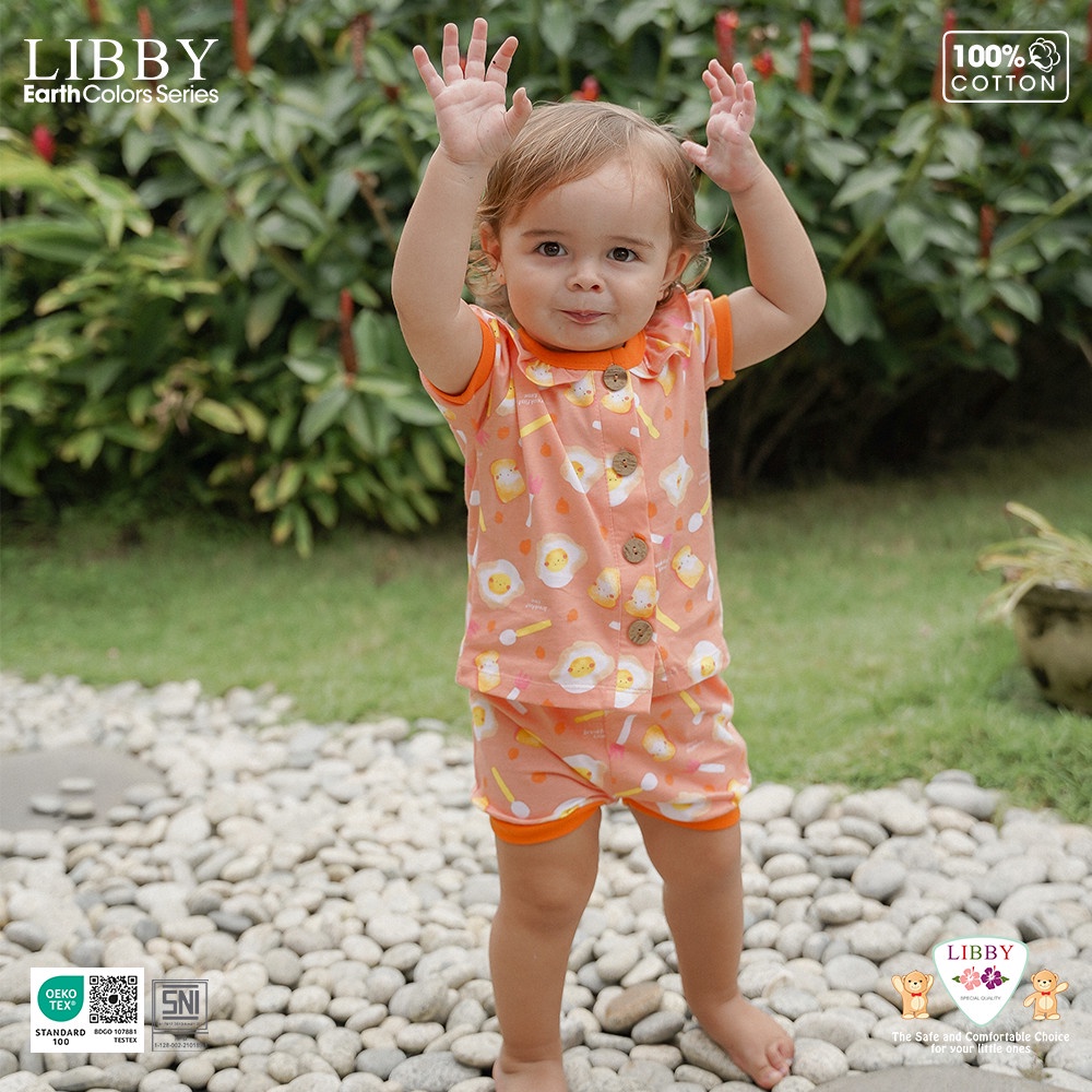 LIBBY Stelan Pendek Rocco Earth Color | Motif Size 0 s.d 4 Tahun (1 stel/pack)