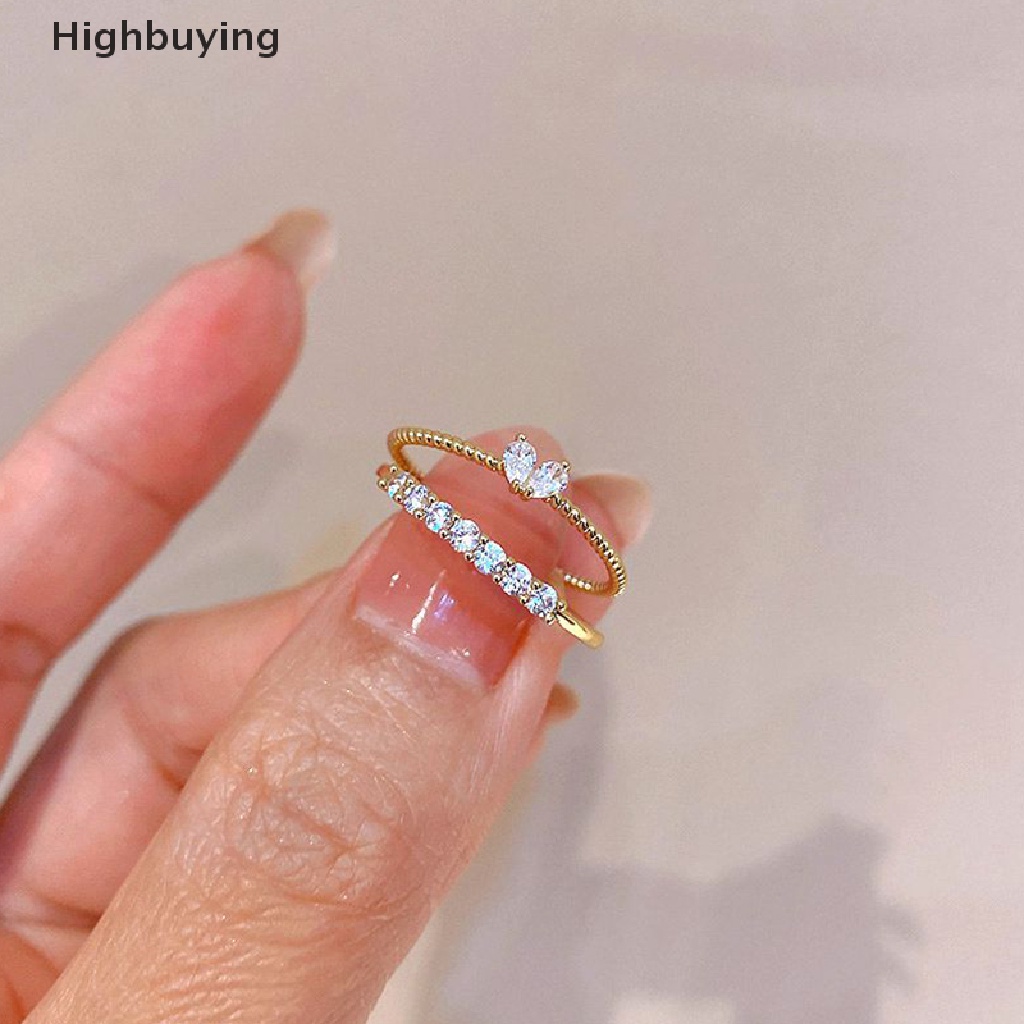 Hbid Fashion Baru Hati Berlian Imitasi Cincin Adjustable Lucu Rings Untuk Wanita Pernikahan Pertunangan Perempuan Perhiasan Cincin Hadiah Glory