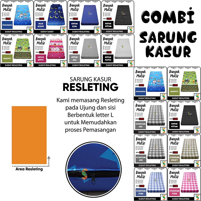 Sarung Kasur Busa Resleting Tebal 5,10, 15, 20, 25, 30 cm / Cover Kasur Busa swalow/ Sprei Resleting