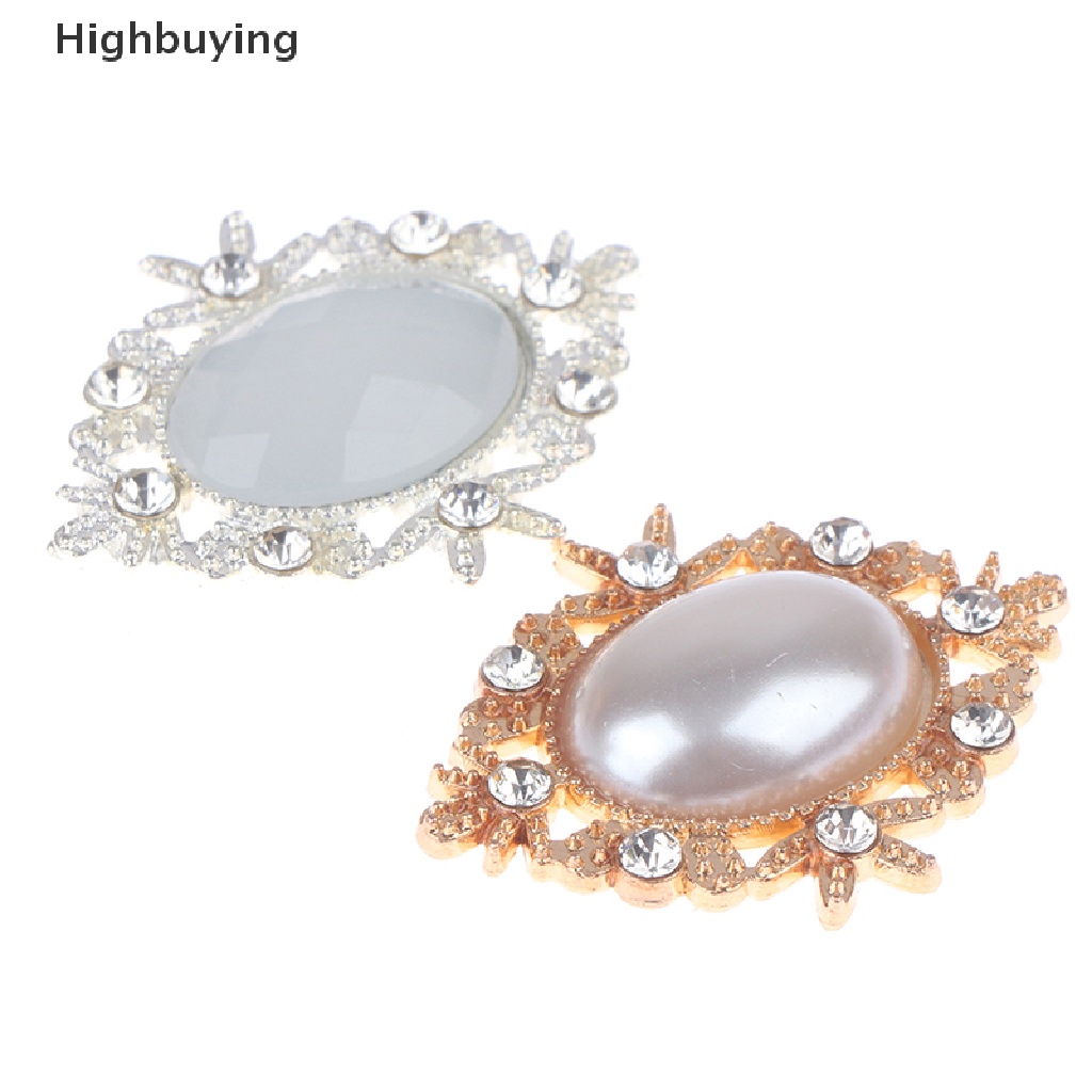 Hbid 10pcs 32 * 25mm Retro Oval Pearl Alloy Rhinestone Button Jewelry Hairpin Clothing Wedding Decoration Handmade Diy Accessories Glory