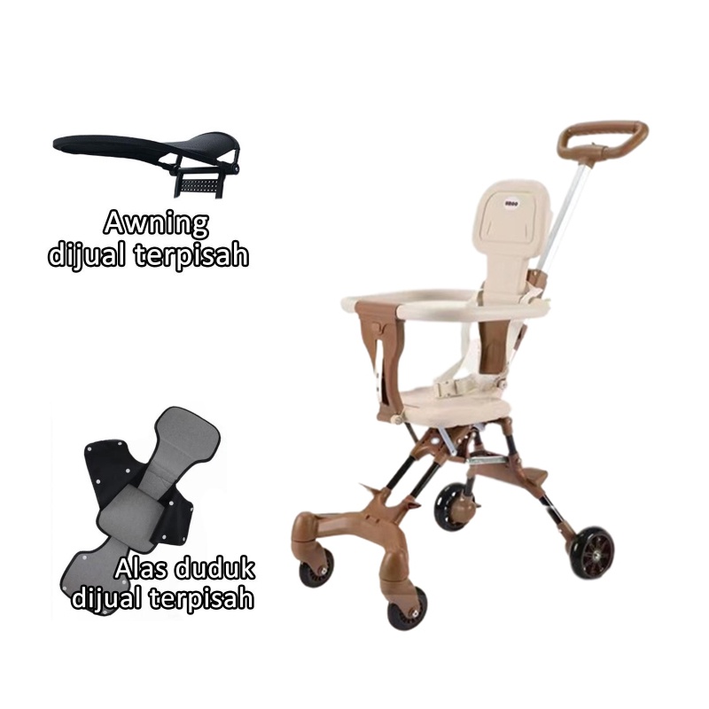 FLYBB Magic Stroller Baby 2 Way Travel Lightweight Foldable-01 Cream+alas+atap