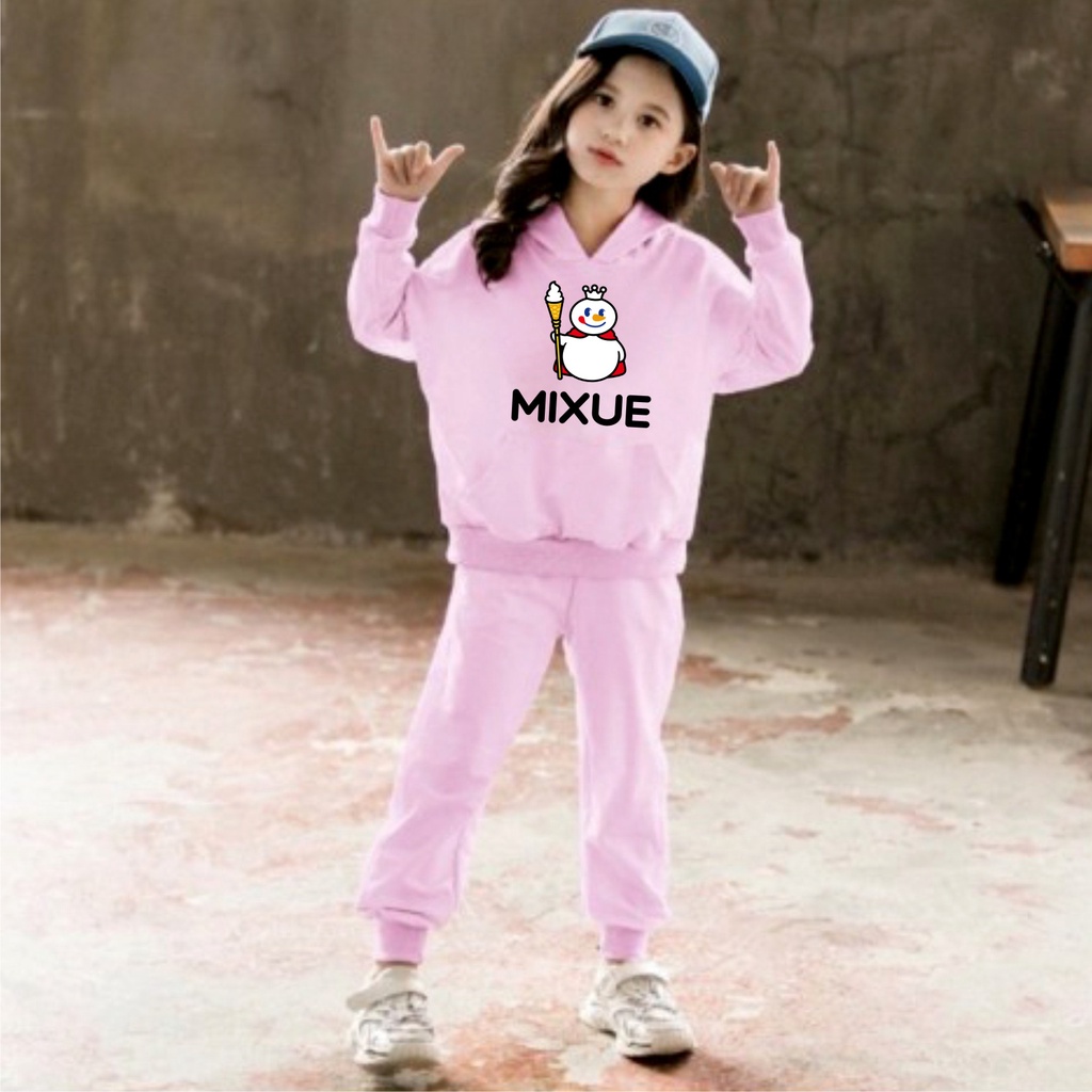 MIXUE ICE CREAM Sweater Hoodie Atasan Dan Setelan Anak  Usia 4-14 Tahun Bisa Bayar Ditempat COD