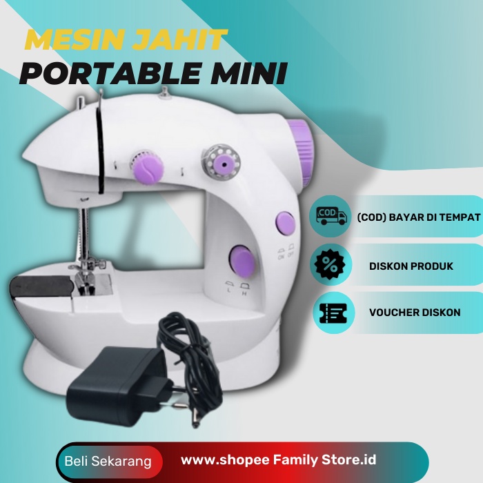 Mesin jahit mini portabel rumah tangga listrik mini jahitan mesin jahit multifungsi F.s