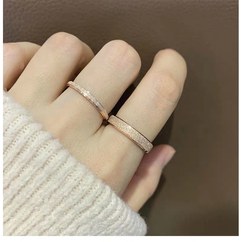 Cincin Bahan Titanium Steel |  Cincin Bahan Stainless Steel Lapis Rose Gold 18K Model Lebar | Cincin Pasangan Untuk Aksesoris