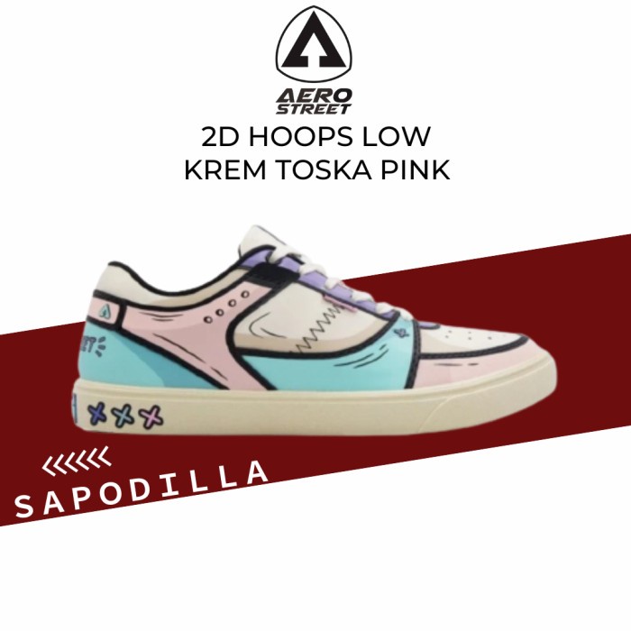 Sepatu aerostreet 2d hoops low forest series krem toska pink sneakers