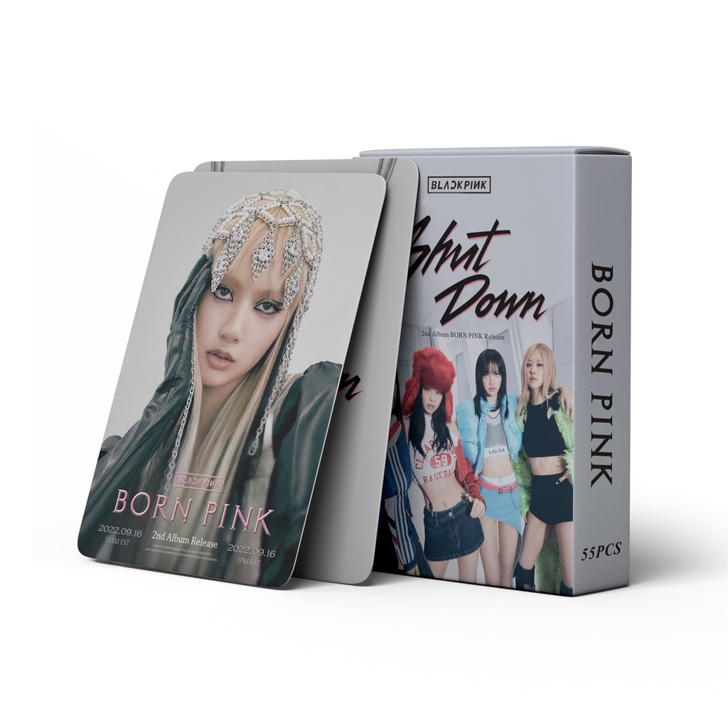 55pcs/box BP Album Born Pink Photocards LISA ROSE JENNIE JISOO Kartu Lomo Hitam Pink Kpop Postcards READY STOCK Blackpink Blackpink