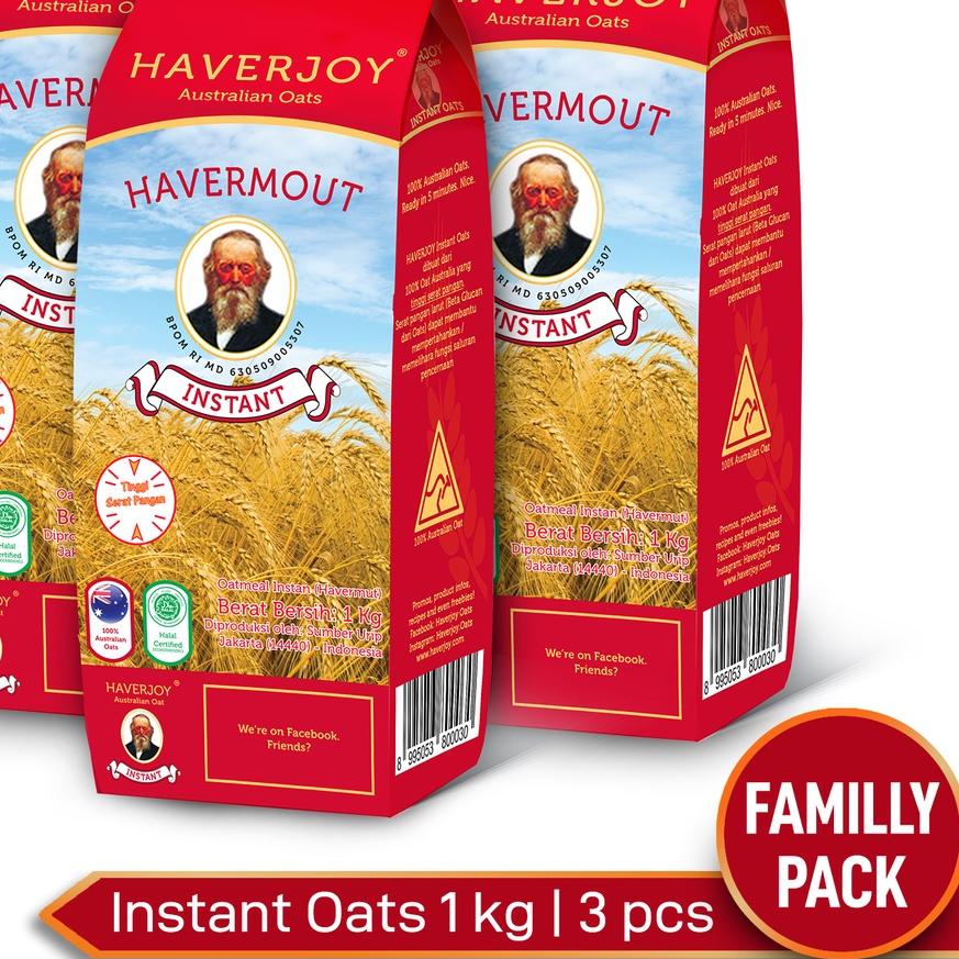 

⅍ Haverjoy Family Pack Instant Oats 1kg - 3 Pcs ❃