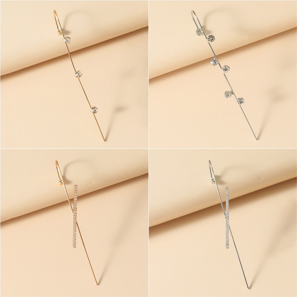 Anting Kait Gantung Hias Berlian Untuk Wanita | Anting Tindik Untuk Wanita | Anting Tusuk Bentuk Daun Miring Untuk Wanita | Sendok Garpu Bahan Stainless steel