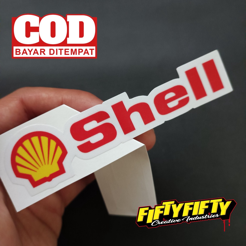 Stiker Print Cut SHELL Stiker Printing Laminasi Glossy Stiker Motor Mobil Helm Sudah Membentuk Pola Desain