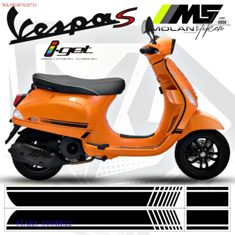 Cutting Sticker Striping Variasi Vespa S 125 & Vespa Lx 125 (Vespa S 125 iget - Vespa 125 2V/3V Vesp