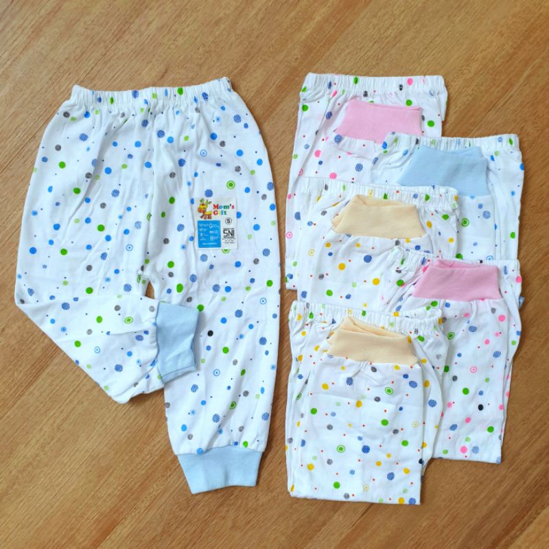 6 Pcs (1/2 Lusin) Celana Panjang Bayi Polos MG Bintik SNI S, M, L, XL Celana Baby Wear CP MG Putih 114 S