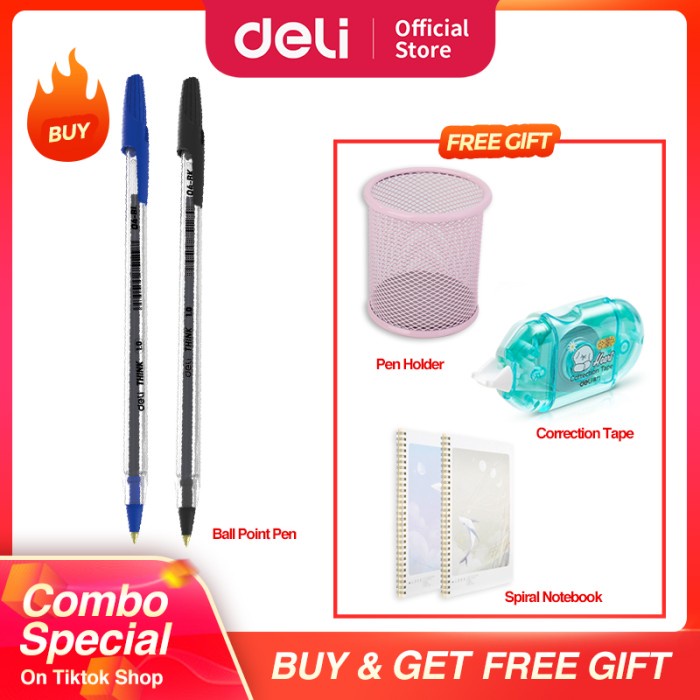 

BISA COD COMBO SUPER HEMAT (Deli Ballpoint Pen / Pulpen Bolpoin)