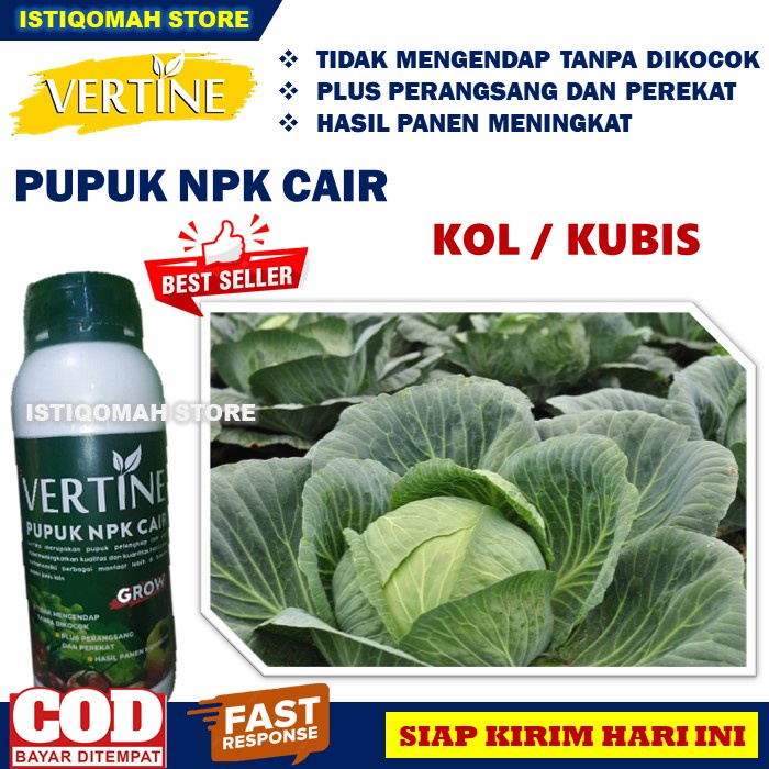 VERTINE GROW 500ML Pupuk NPK Cair untuk Tanaman Kol Kubis Terbaik - Pupuk Penyubur Tanaman Sayuran Kol Kubis - Pupuk Semprot Tanaman Sayuran Kol Kubis Paling Bagus Manjur Pelebat Buah Kol Kubis Besar