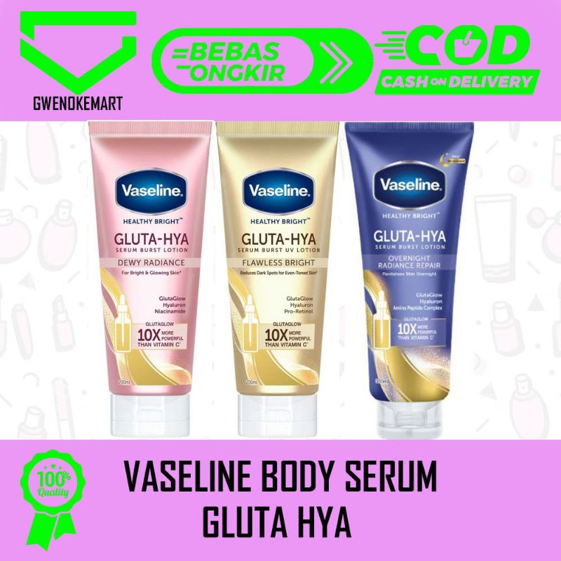 VASELINE GLUTA HYA DEWY RADIANCE FLAWLESS BRIGHT OVERNIGHT BODY SERUM