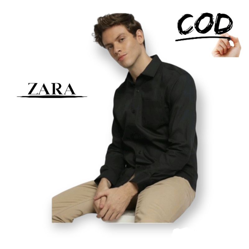 Jual Kemeja Panjang Pria Zara Man Basic Polos All Variant Warna