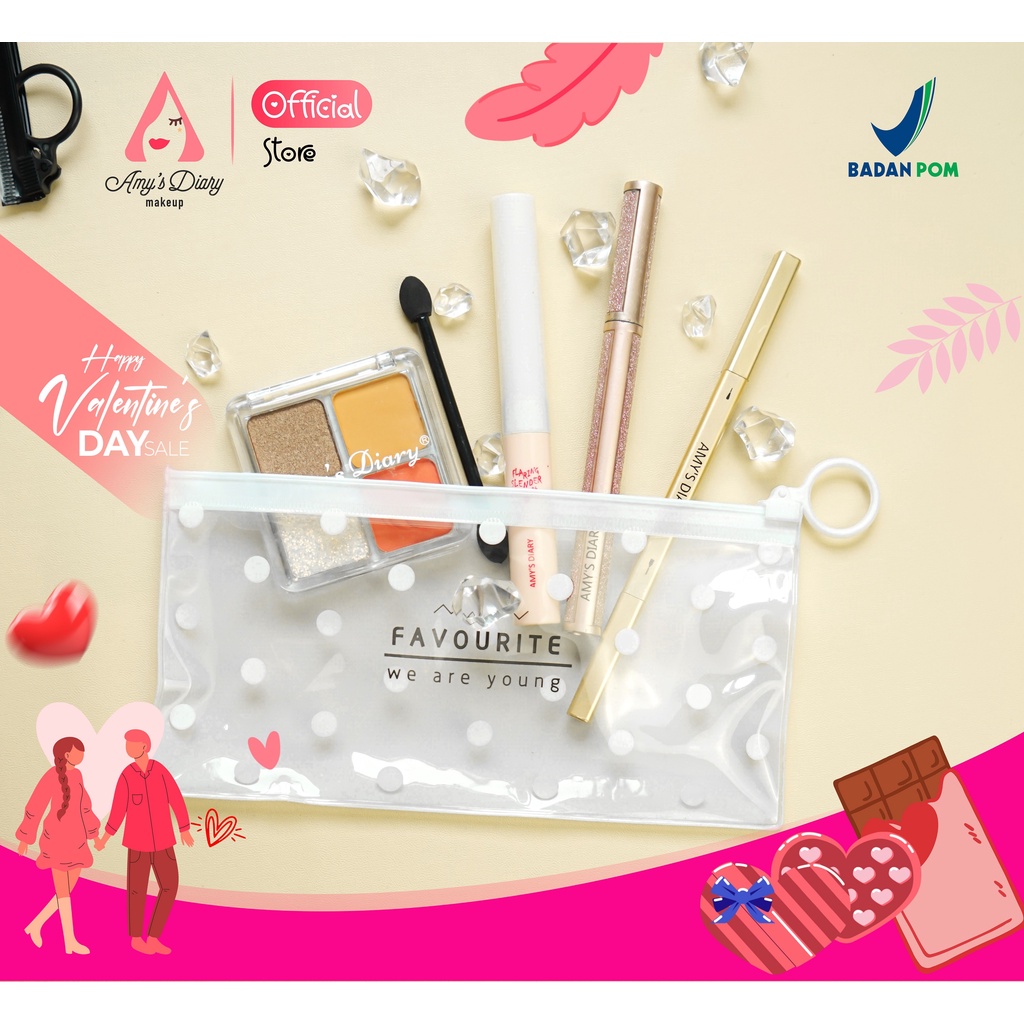 VALENTINE SERIES 1 Amy's Diary Eye Makeup Set Eyebrow Eyeliner Eyeshadow Maskara Brush Free Pouch