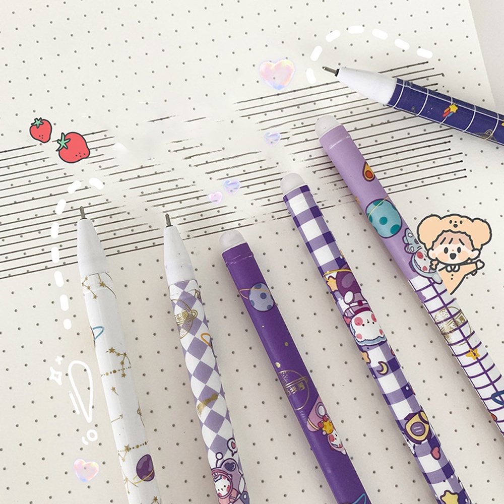 0.5mm Perlengkapan Kantor Sekolah Kartun Dihapus Gel Pulpen Dihapus Pena Biru Dihapus Pena Netral Tabung Jarum Penuh Untuk Pelajar