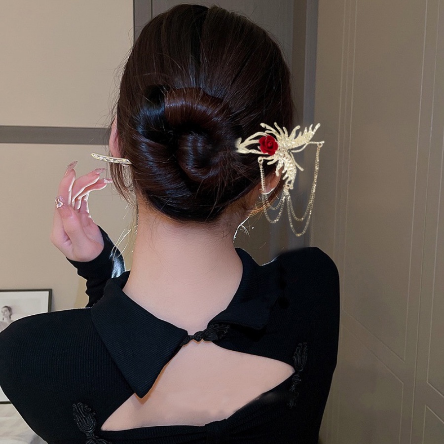 Korea Logam Berlian Imitasi Mutiara Rambut Klip Kristal Rumbai Rantai Bunga Jepit Rambut Hair Claw Woman Fashion Aksesoris Rambut