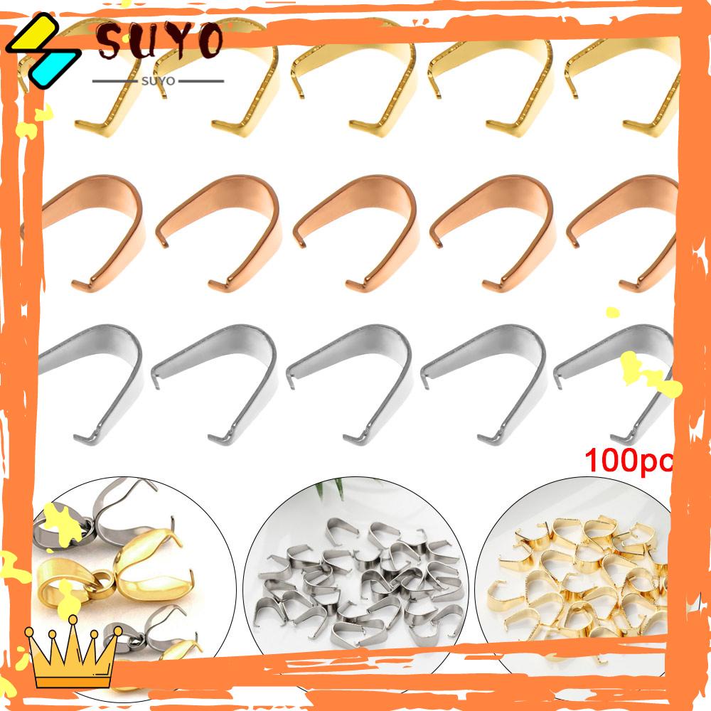 Suyo 100pcs Liontin Klip Gesper 3warna Komponen Membuat Aksesoris Charm Kalung Hook