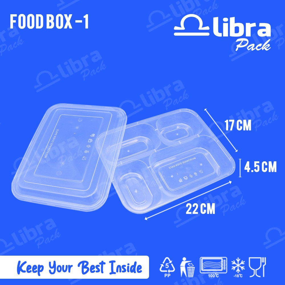 

Thinwall Bento LIBRA Sekat 4 - ( 25pcs ) FB 1 /Food Box / Kotak Makan Bahan Plastik