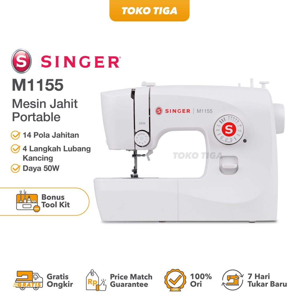 Mesin Jahit SINGER M-1155 / M1155 Portable Multifungsi Low Watt