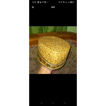 peci anyaman bambu lis gunung motif macan