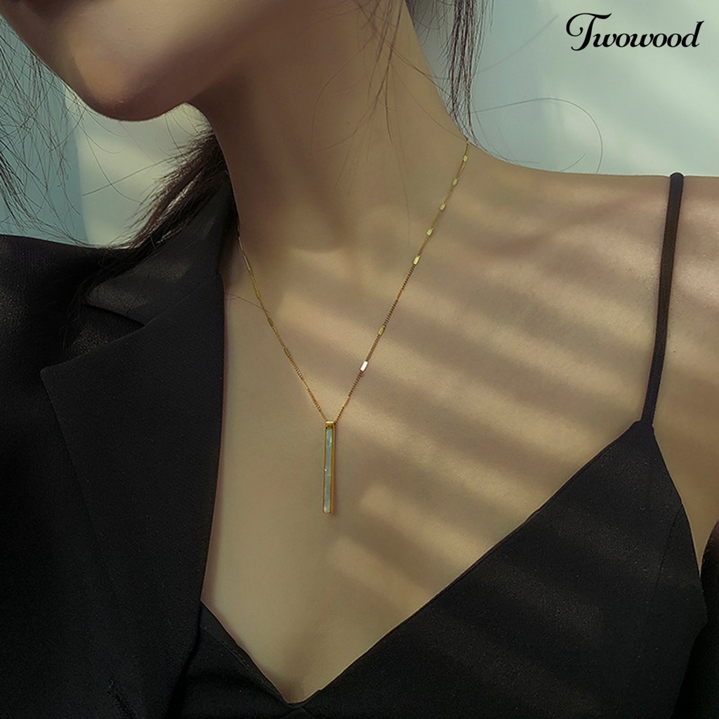 Twowood Wanita Kalung Emas Rantai Ramping Minimalis Elegan Panjang Liontin Wanita Klavikula Kalung Fashion Perhiasan