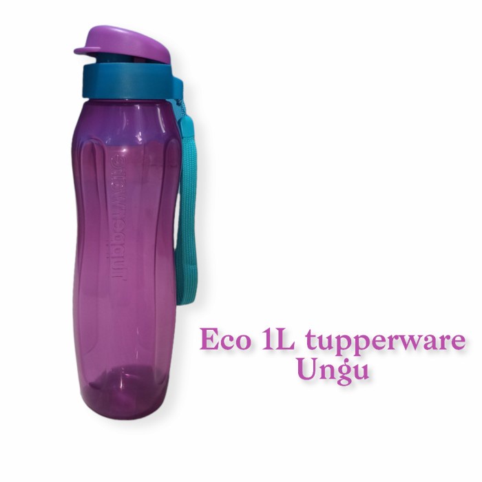 [BISA COD] botol air minum eco 1liter tupperware warna fanta dan hitam 2pcs promo - 1L ungu