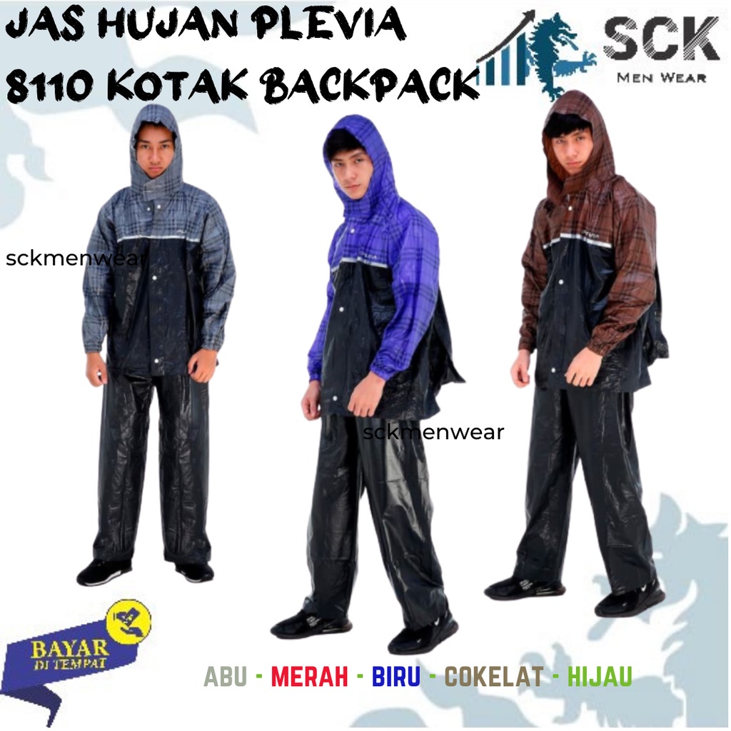 Jas Hujan PLEVIA 8110 Backpack Pria Wanita / Mantol Ransel Dewasa - sckmenwear GROSIR