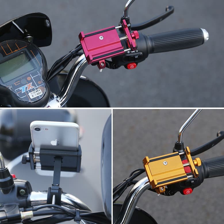 Holder HP Smartphone bracket mount Stang sepeda / motor Alloy metal adjustable handlebar mount GPS