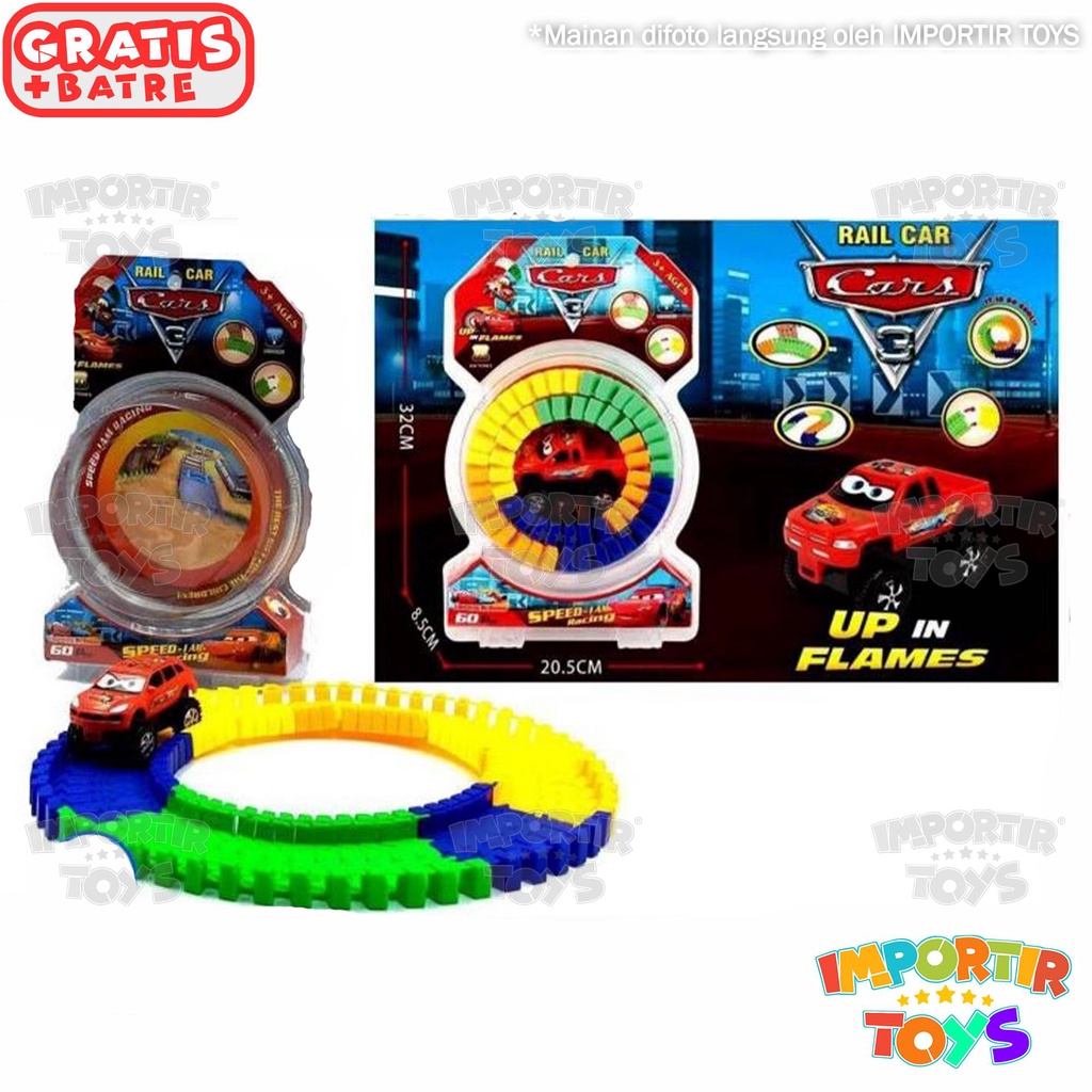 Mainan ANAK Mobil Cars dgn Track Building Blocks FREE BATERAI