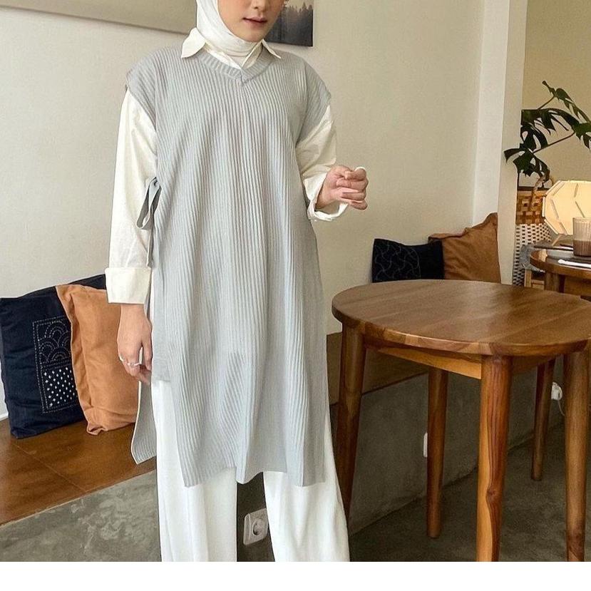 ☪ Vest Rompi Rajut Long Tali Tunik / Vest Rompi Tali Outerwear Rajut ❈