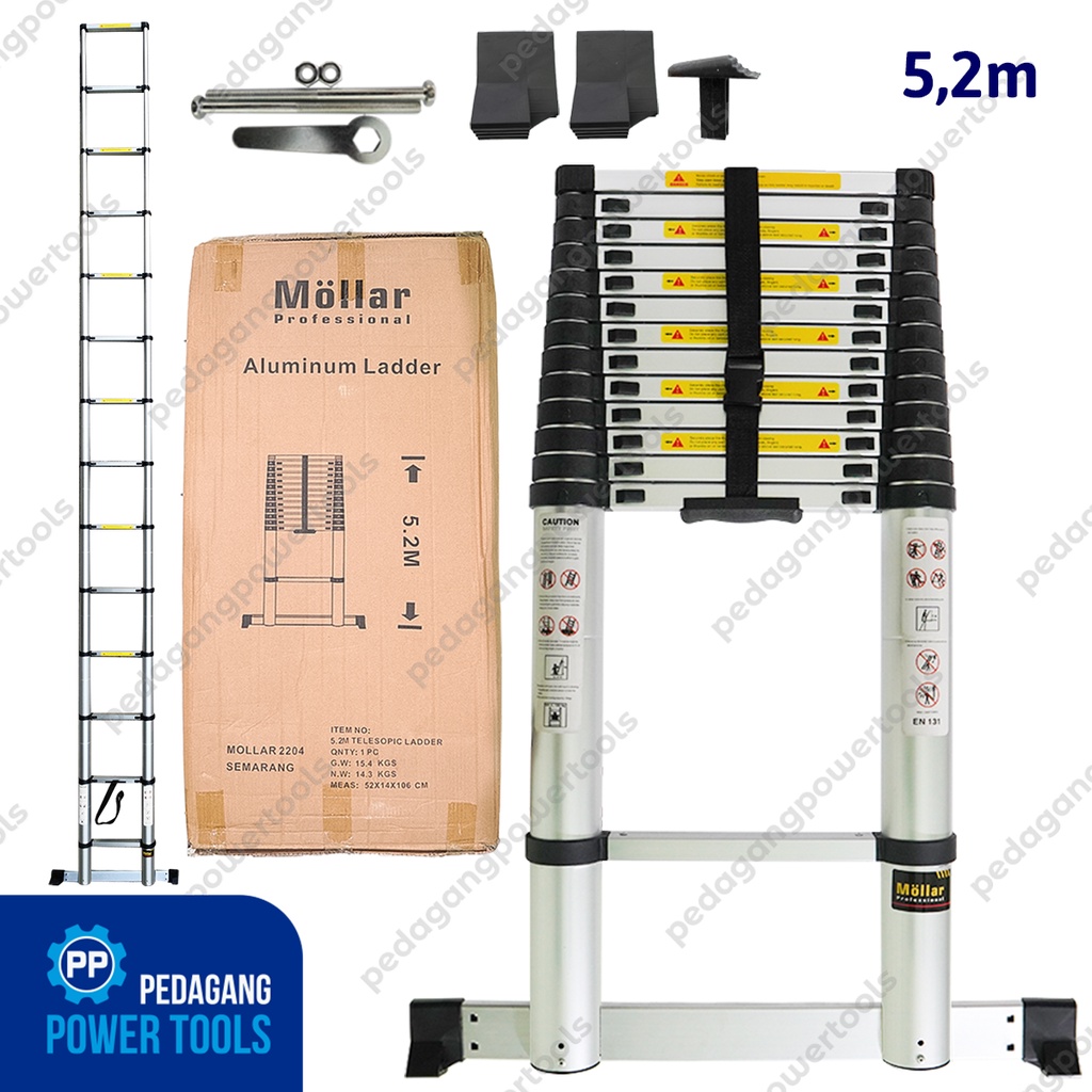 TANGGA TELESKOPIK 5.2 METER LIPAT ALUMINIUM SINGLE TELESCOPIC LADDER