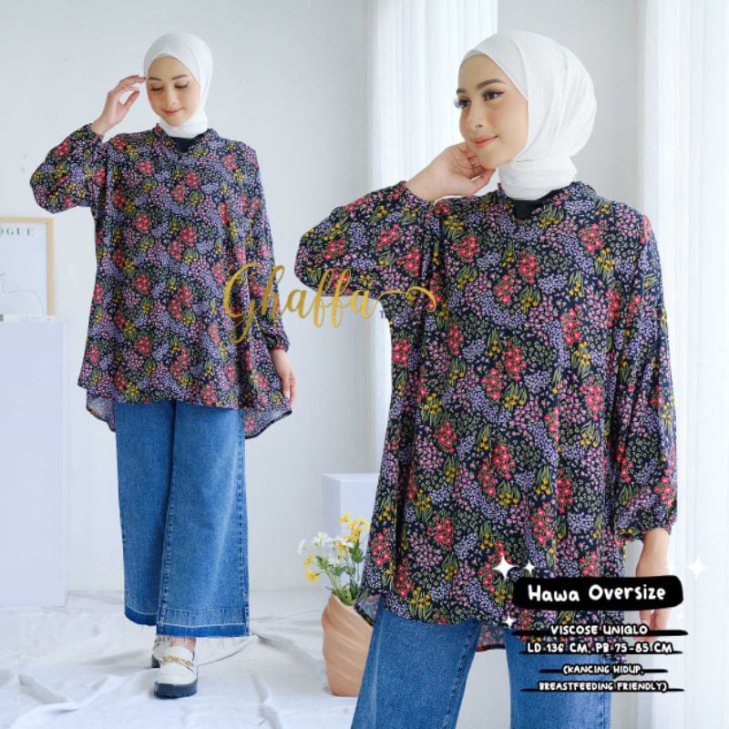 BLOUSE WANITA / BLOUSE RAYON JUMBO / BAJU WANITA LENGAN PANJANG