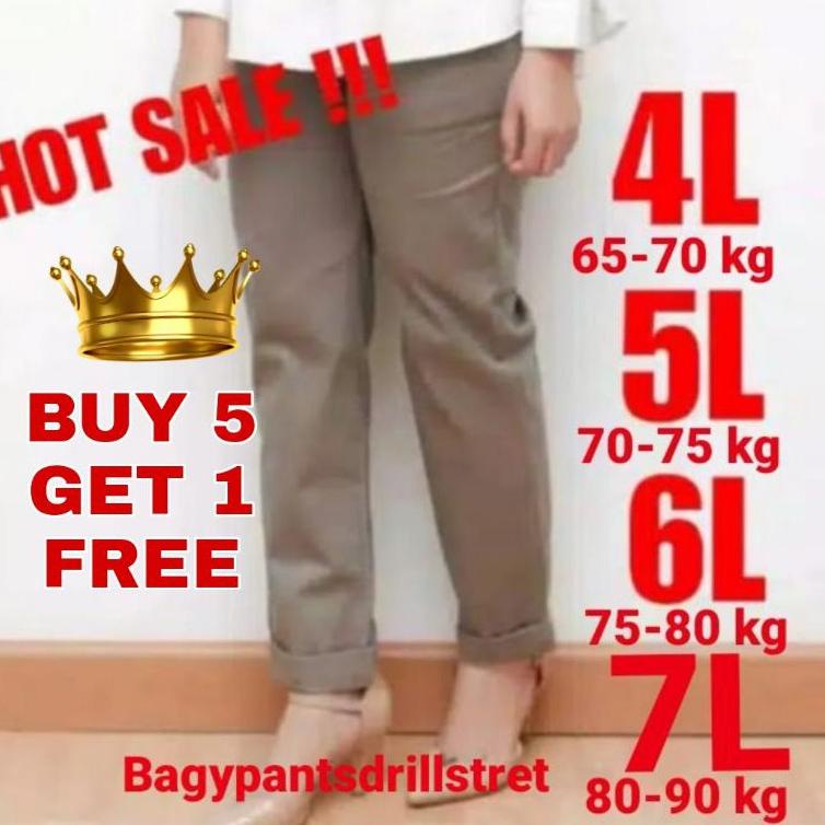 Menarik JUMBO BAGGY PANTS PREMIUM AMERICAN DRILL BSIZE 4L 5L 6L//CELANA KERJA WANITA //CELANA KANTOR