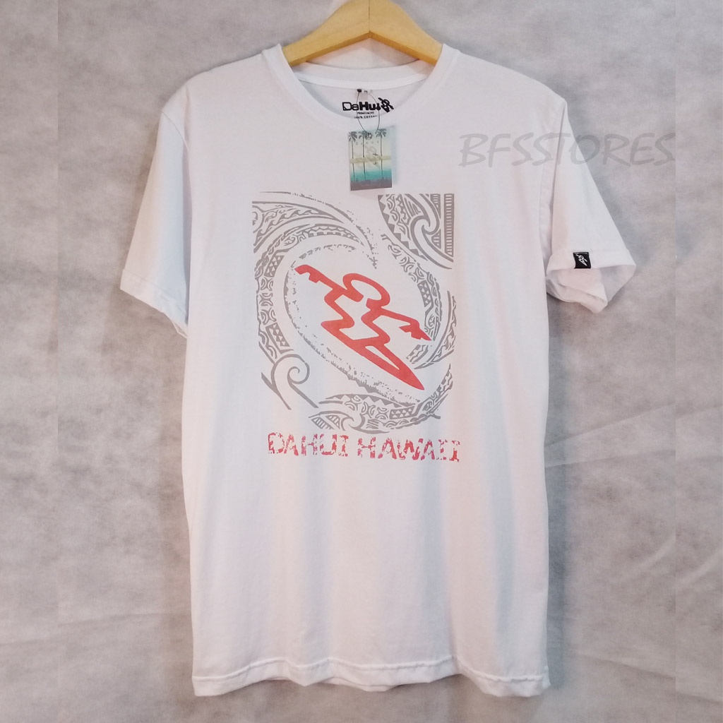 Kaos Surfing Dahui Hawai Warna Putih Bahan Katun Size Lokal