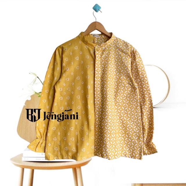 Blouse Batik Bestari | Blus Batik Kerja Kekinian Seragam Kantor Premium | Baju Seragam Keluarga