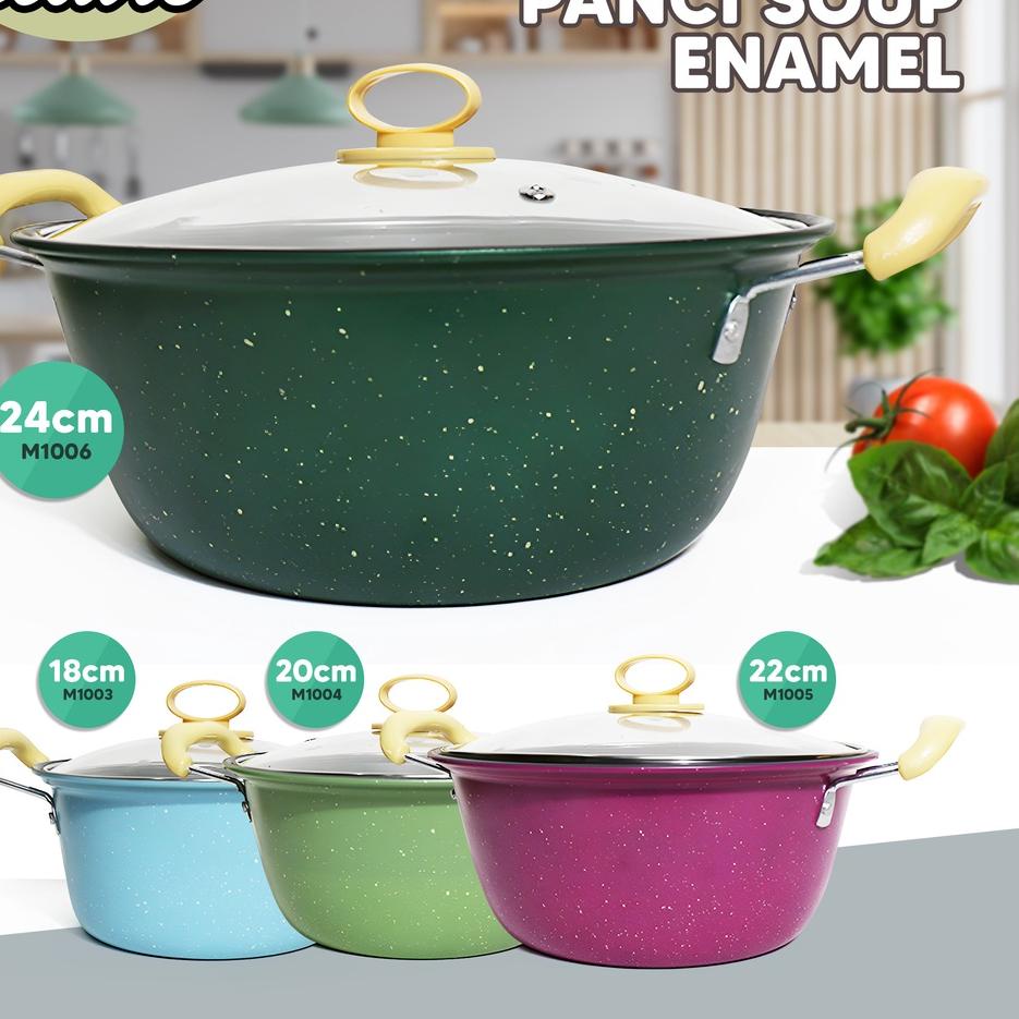 Big Sale -  Panci Sop Banyak Ukuran / Panci Sop Enamel Stainless / Soup Pot Panci Susu Enamel . . . 