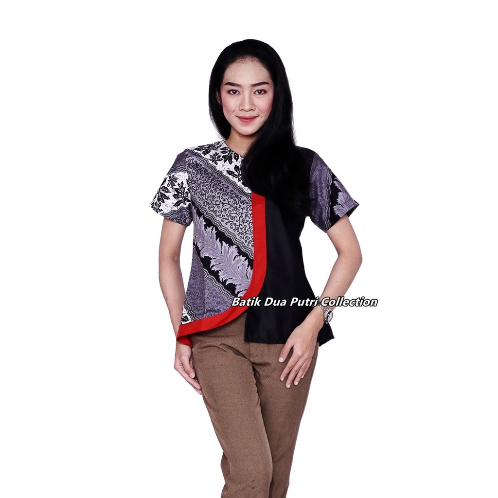 Batik Wanita Atasan Blouse Modern Trendy Bahan Katun Tidak Streetch