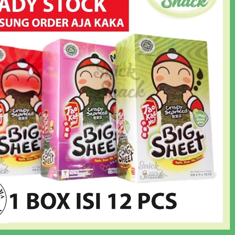 

➥ Tao Kae Noi Big Sheet Dus Box isi 12 pcs Snack Rumput Laut Nori Halal MUI ➾