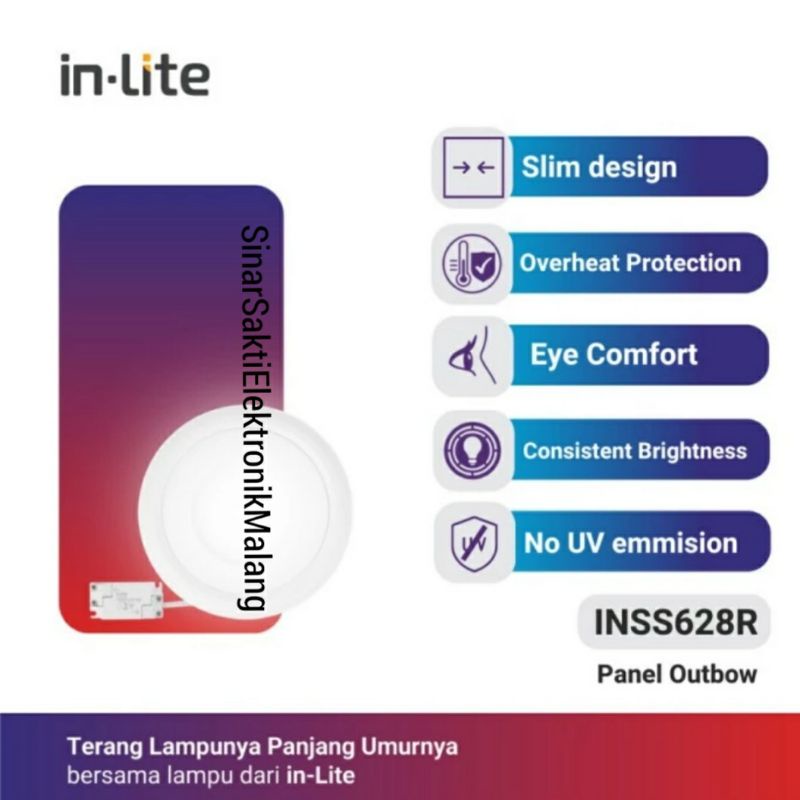 Inlite Lampu Downlight LED 18 Watt Plafon Timbul OB Outbow Panel Bulat 18w In lite INSS628R