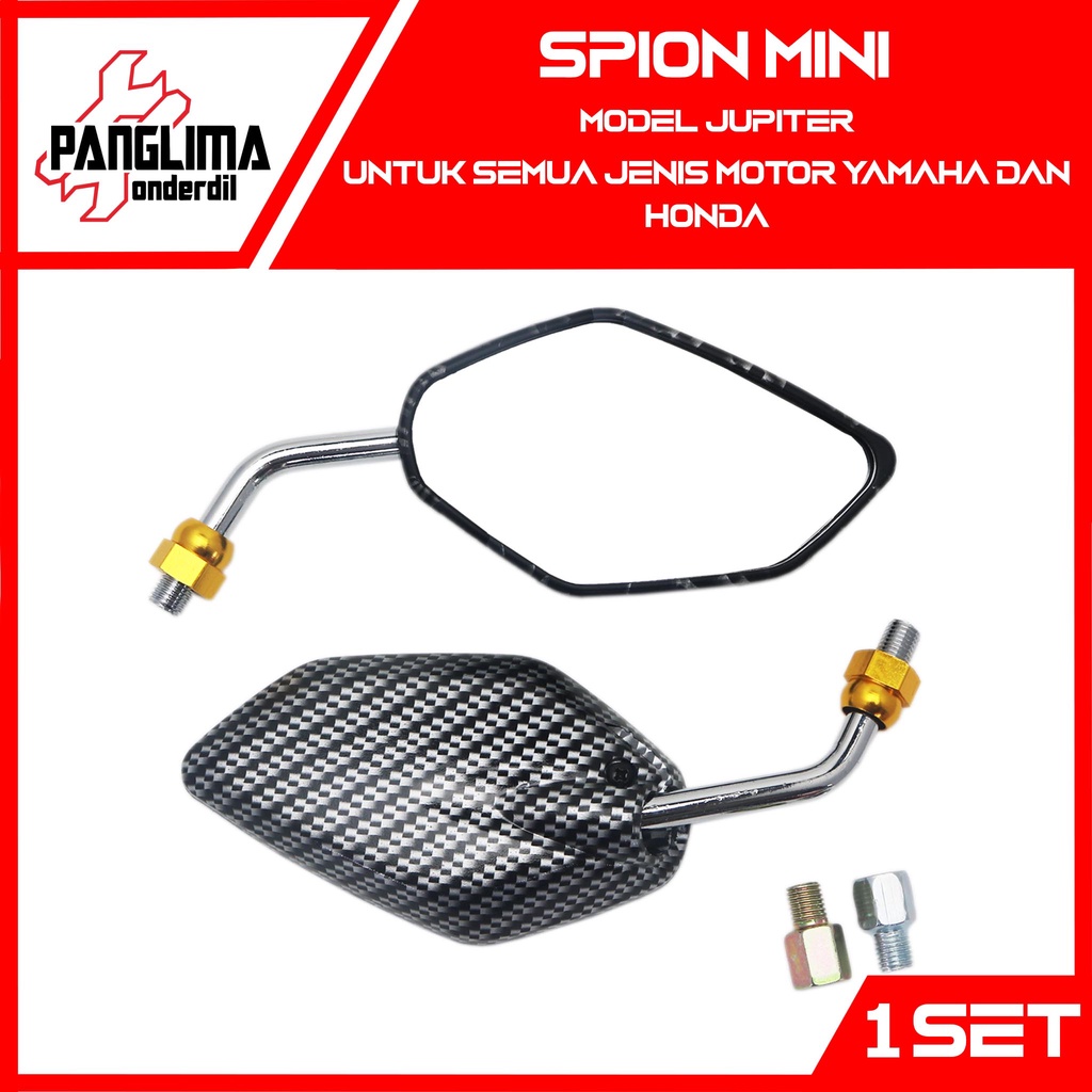 Spion Mini Carbon Model Jupiter Untuk Ymh &amp; Honda Karbon Kecil Sepion Kaca Kanan Kiri Vario Beat PCX NMAX Supra Scoopy X Ride Xeon Tiger Mio