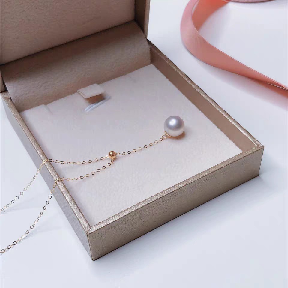 Kalung Mutiara Bentuk Y Adjustable |  Kalung Rantai Clavicle Bahan Titanium Steel 18K Warna Rose Gold | Perhiasan Bahan Stainless Steel