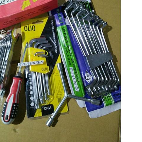 ✯ Paket 3 set : Kunci Ring set 8 pcs + Pas set 8 pcs + Kunci L 9 pcs Kombinasi Bintang ... fukung di