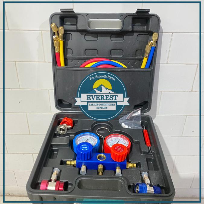 METERAN AC MANIFOLD GAUGE ALAT CEK AC MOBIL KOMPLIT FULL SET