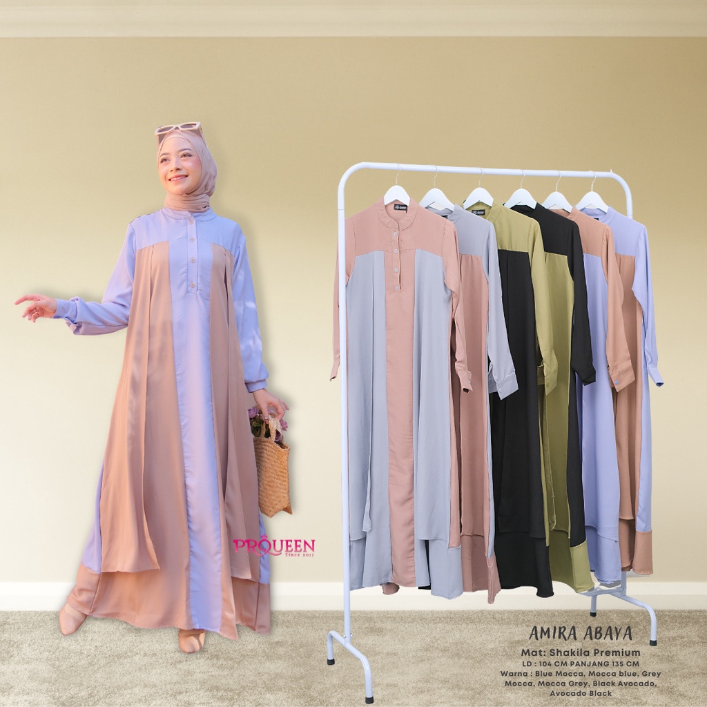 AMIRA ABAYA DRESS SHAKILA POLOS - ABAYA MAXI LEBARAN MEWAH - DRESS BUSUI