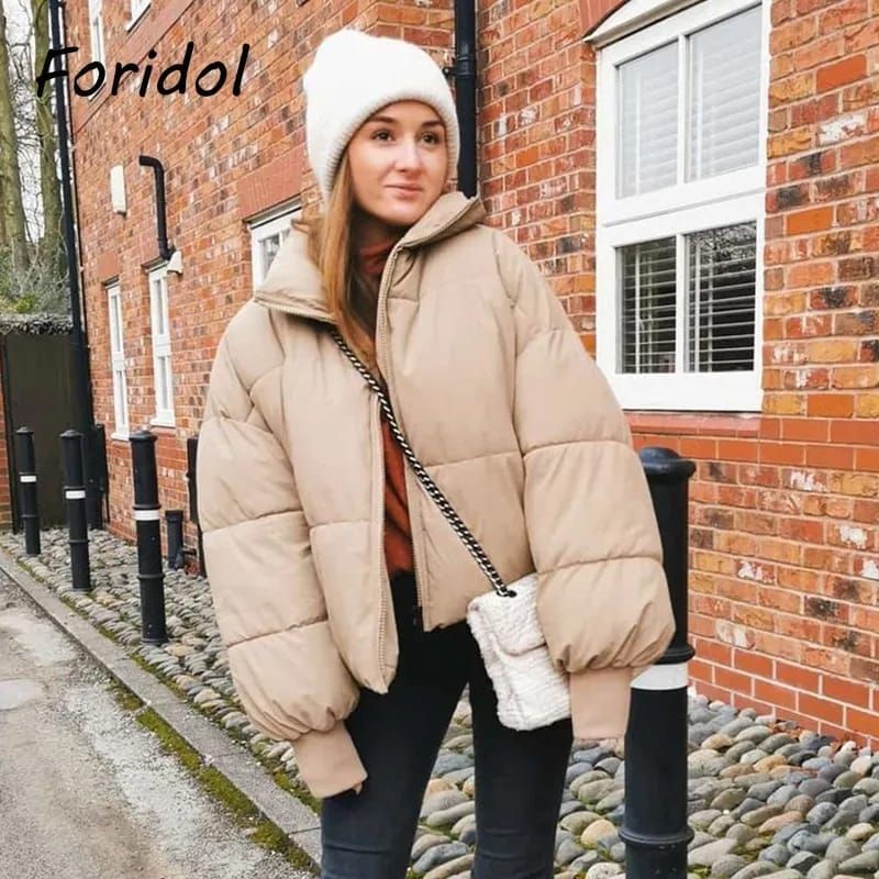 jaket cewe musim dingin/mantel wanita oversize/tebal hangat lembut